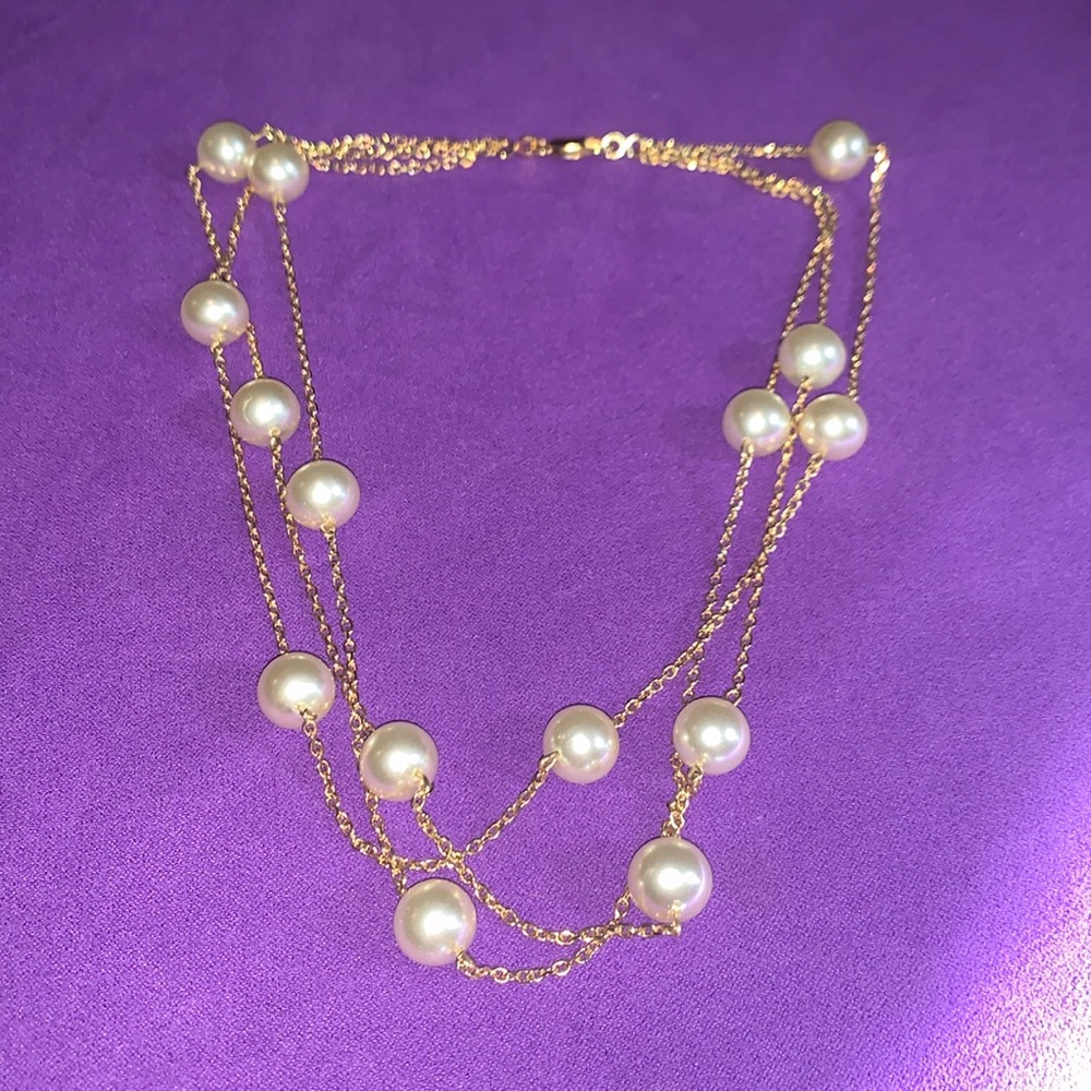 Vintage gold multi strand Pearl necklace